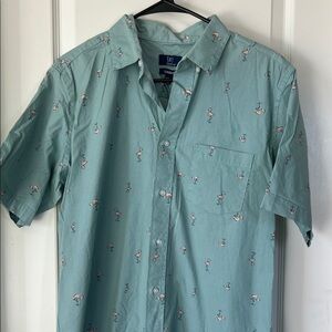 George Men's Teal Flamingo Print Shirt